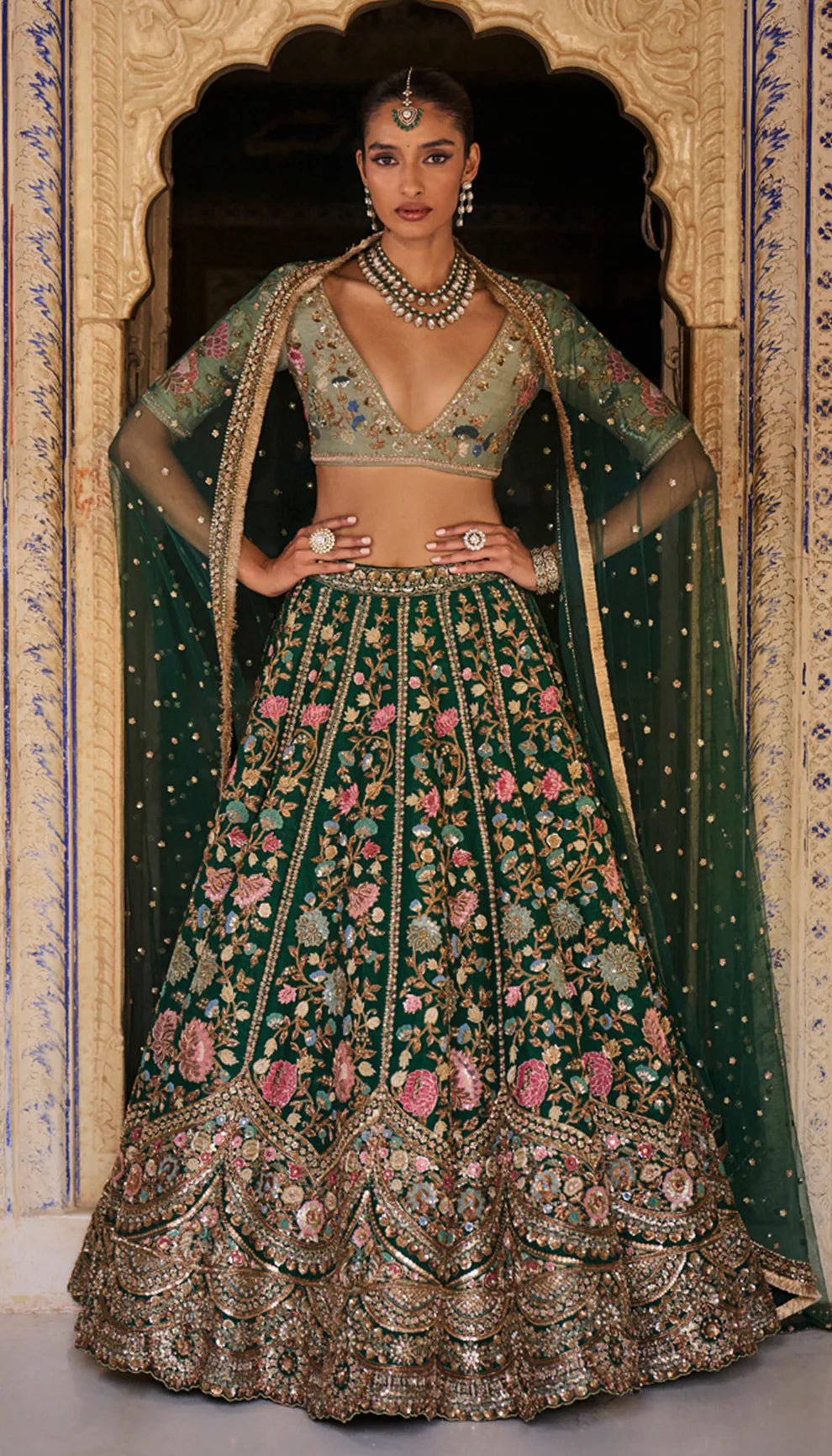 Pichwai Green Lehenga