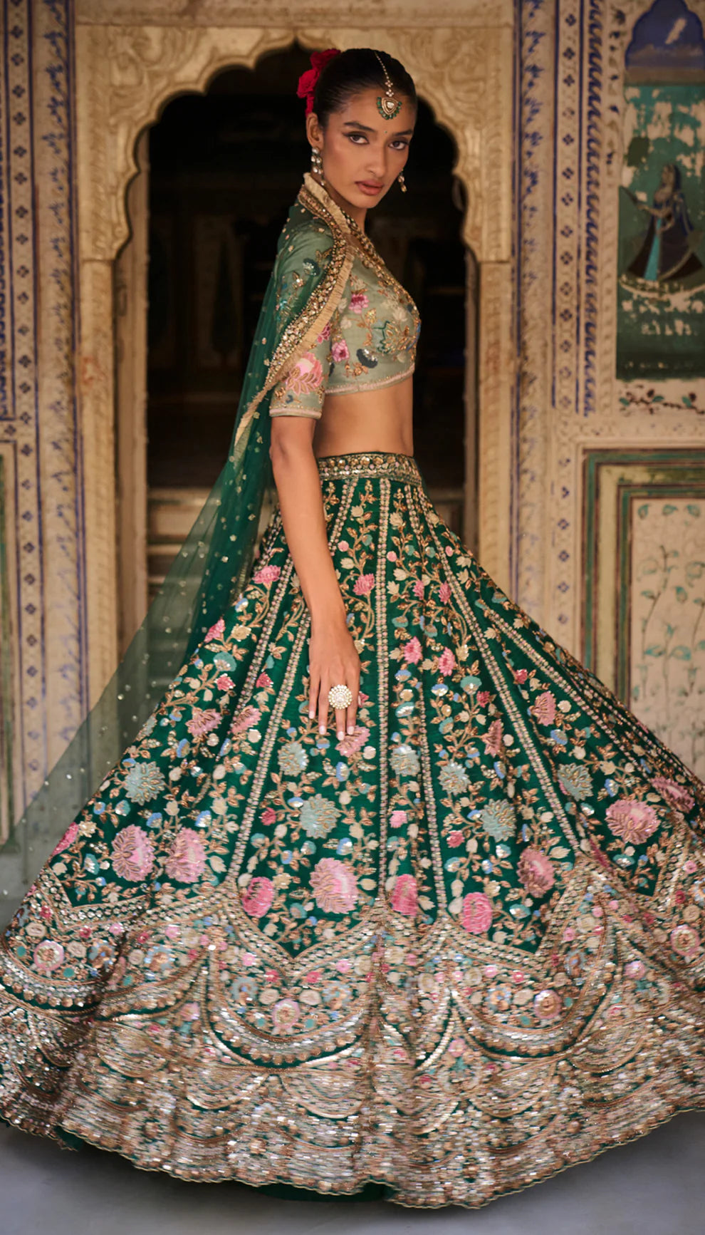 Pichwai Green Lehenga