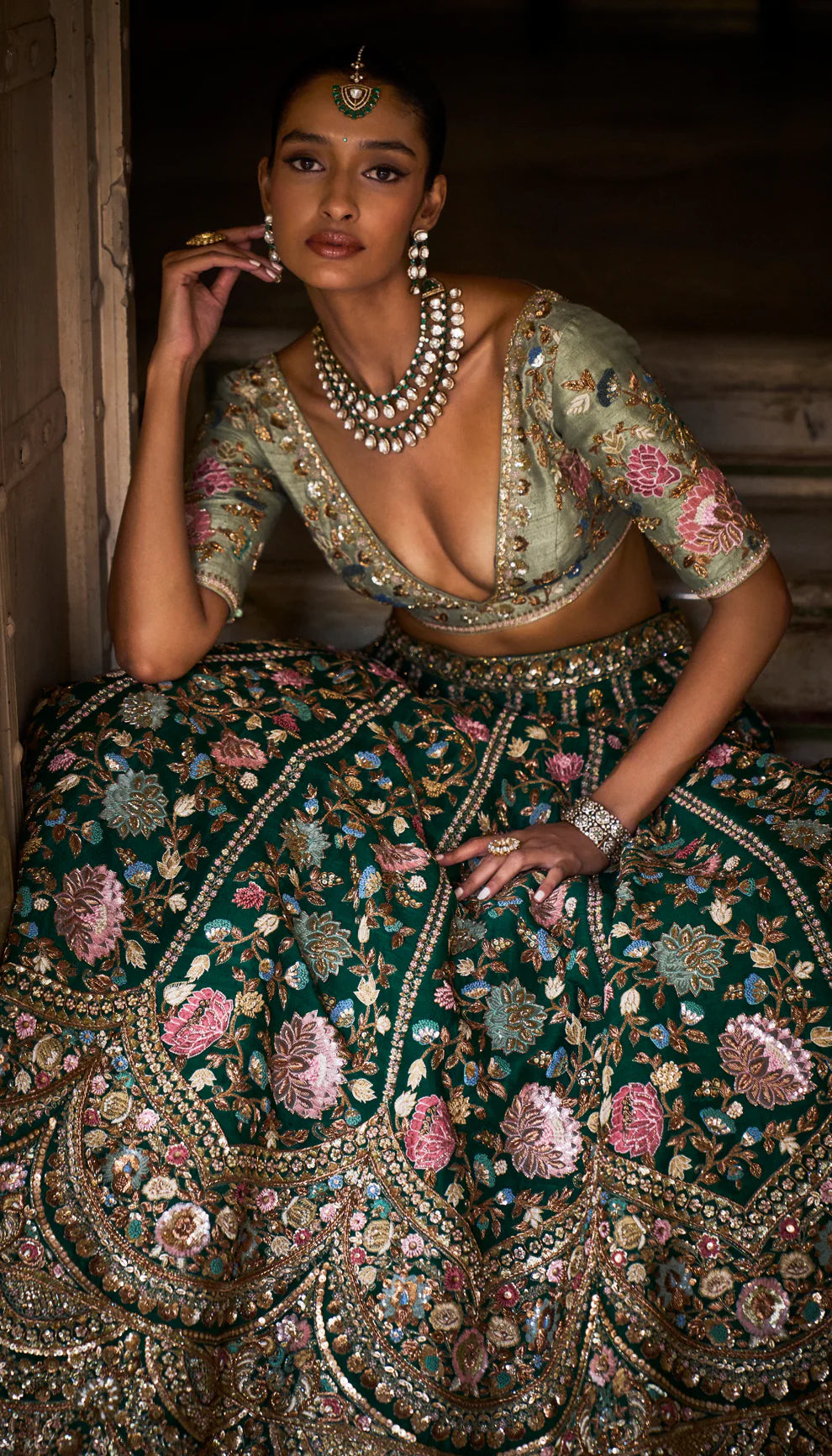 Pichwai Green Lehenga