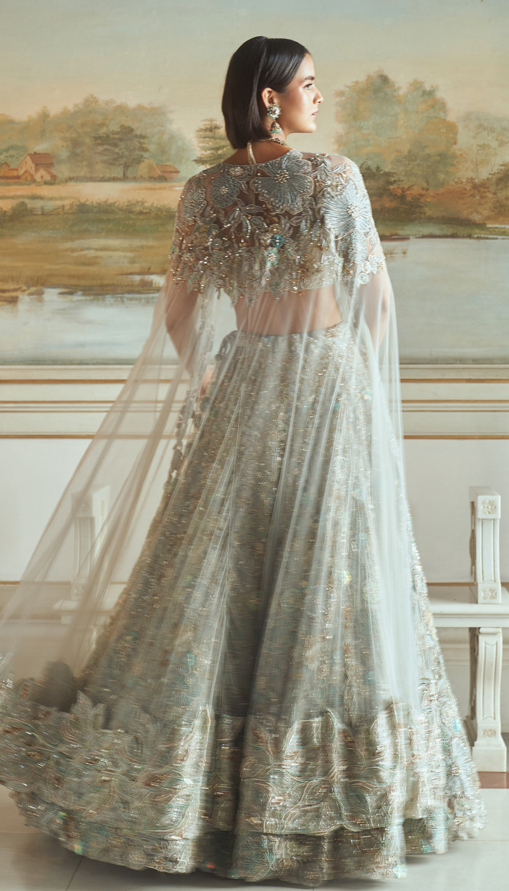 Sky Net Floral Lehenga