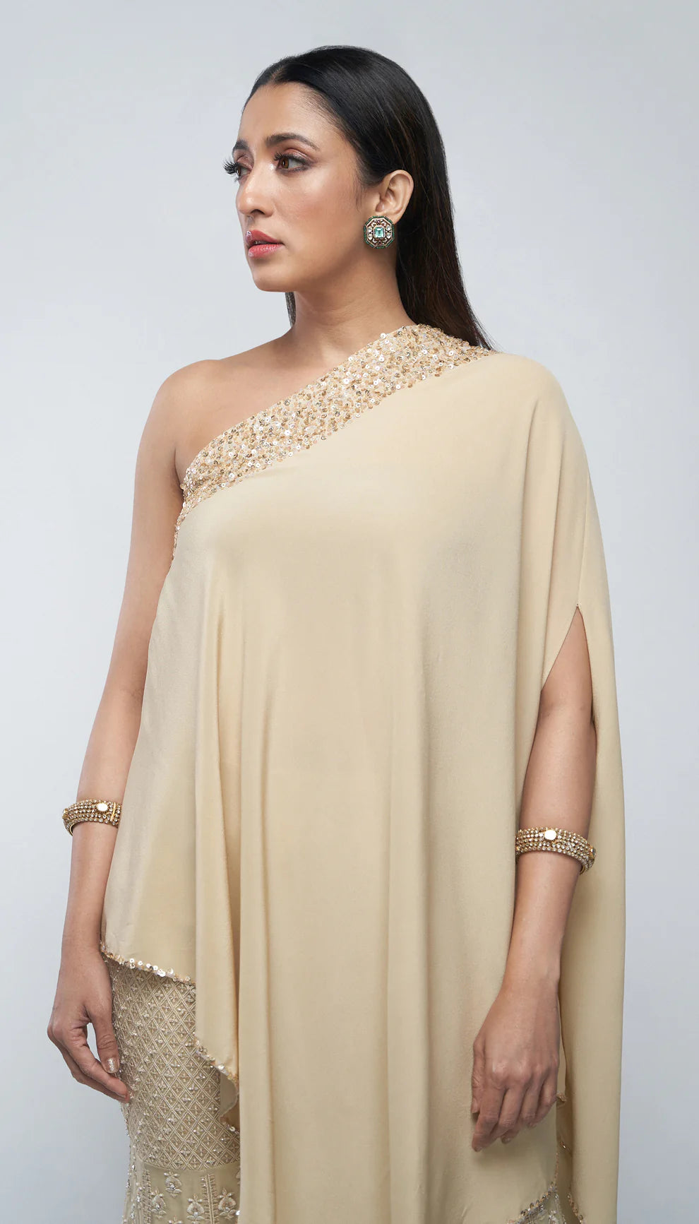 Almond Beige Tulle Sharara