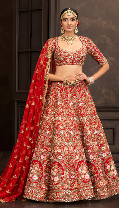 Deep Red Bridal Lehenga
