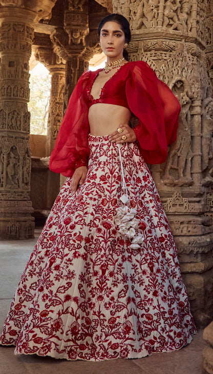 Ivory Vintage Rose Lehenga